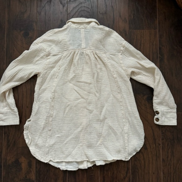Free People Small Ivory All About The Feels Button Down Babydoll Top - Picture 2 of 8